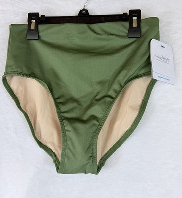 Dolfin AQUASHAPE Bikini Bottom Medium Womens High Waisted Olive Green Swim New