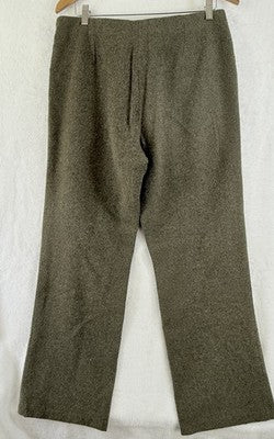 J Crew Pants 12 Petite High Rise Green Wool Tweed Straight Leg Lined Womens