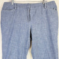 Lands End Chambray Crop Pants 16 Petite Blue Womens 16P 100% Cotton