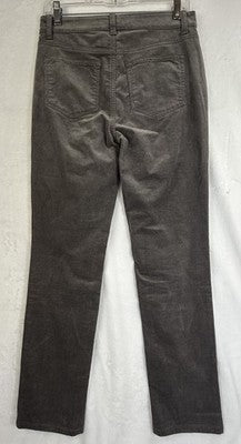 Talbots Corduroy Straight Leg Pants 4 Petite Gray Womens 4P Cotton Stretch