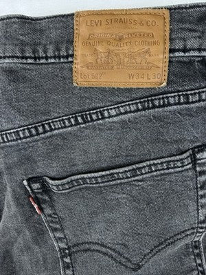 Levis 502 Taper Fit Jeans 34x30 Men’s Stretch Black Gray Levi’s