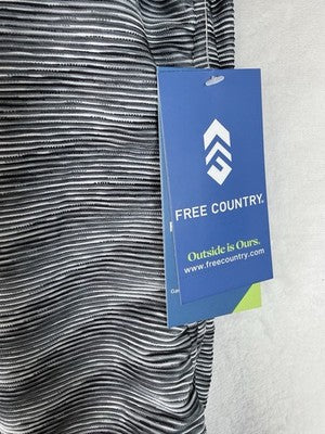 Free Country Tankini Top Small Womens Black Stripe Swim Swimsuit  New NWT