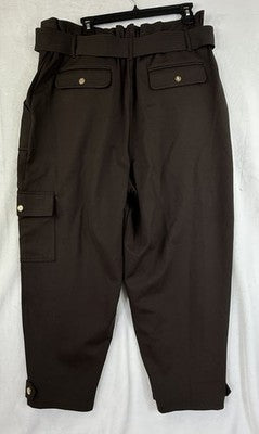 Lauren Ralph Lauren 16 Womens Belted Ponte Cargo Pants Brown New NWT
