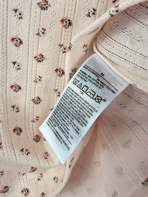 Gap Body Pajama Top Womens Medium Pink Floral Pointelle PJ Short Sleeve New NWT