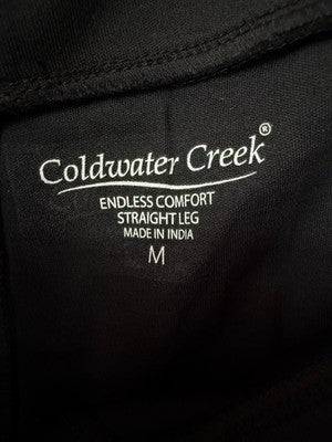 Coldwater Creek Endless Comfort Pants Black Medium Womens Pull On Straight Leg