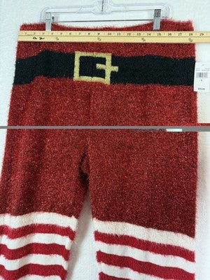 Ugly Christmas Sweater Pants Large Womens Santa Red Tinsel Holiday New NWT