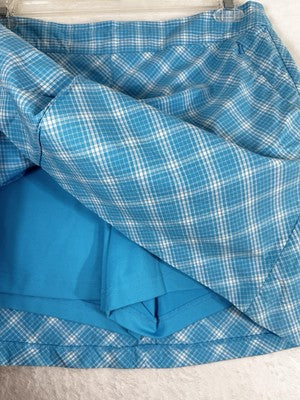 Walter Hagen Golf Skort 8 Blue Plaid Skirt With Shorts Womens Tennis