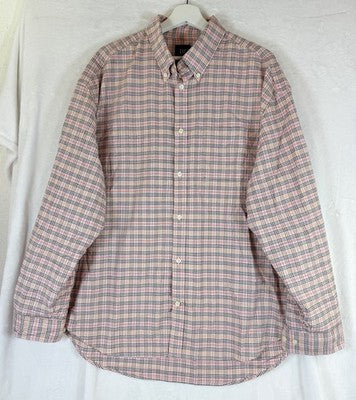Gap The Big Shirt Women Large Oxford Button Up Down Pink Plaid Long Sleeve Top