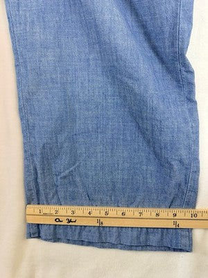 J Crew Chambray Pants 10 Womens Pull On 100% Cotton Blue Pull On Lightweight