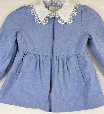 Janie And Jack Girls 5 6 Chambray Jacket Blue Full Zip Dress