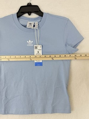 Adidas Originals T Shirt Small Womens Blue Slim Tee Embroidered New NWT
