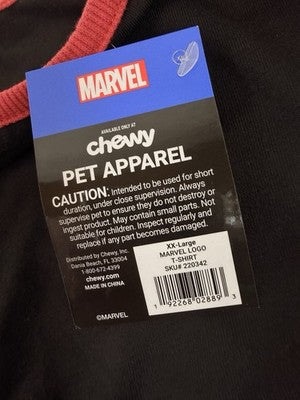 Marvel Dog T Shirt XXL Black Red Logo New NWT