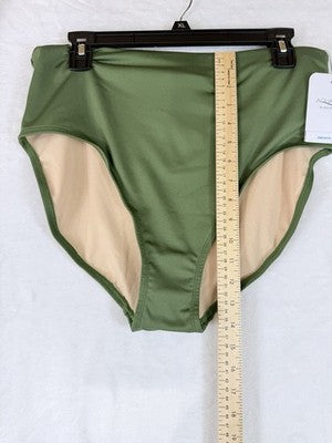 Dolfin AQUASHAPE Bikini Bottom XL Womens High Waisted Olive Green Swim New