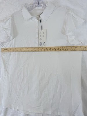 Walter Hagen Golf Polo XL Womens Flutter Sleeve White New NWT
