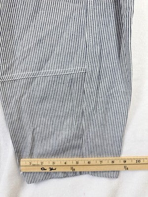 Max Studio London Linen Blend Pants Small Barrel Leg Blue Stripe Pull On
