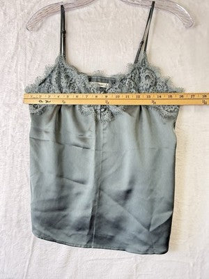 Abercrombie Fitch Satin Camisole Small Green Womens Tops Cami Lace Trim Sleevele