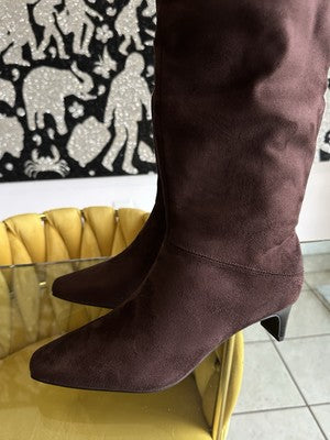 Worthington Valto Faux Suede Over The Knee Boots Womens 6.5 Brown Heels Tall NEW