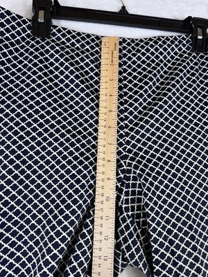 Talbots Capri Pants Size 12 Peite 12P Navy Blue Print Cotton Stretch Womens