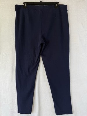 Talbots Ponte Pants XL Petite Navy Blue Knit Pull On Womens