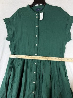 Gap Cotton Gauze Mini Shirt Dress Large Tall Womens Green Short Sleeve New NWT
