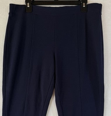 Talbots Ponte Pants XL Petite Navy Blue Knit Pull On Womens