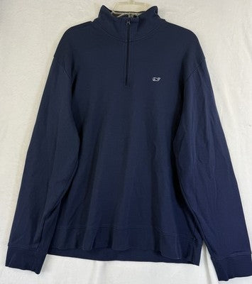 Vineyard Vines Quarter Zip XL Mens Navy Blue Long Sleeve Shirt Mock Neck Pima