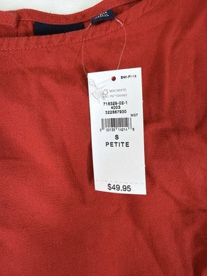 Gap Cropped Top Small Petite Linen Blend Crop Shell Tank Sleeveless Red New NWT