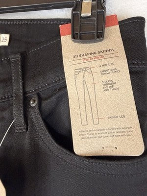 Levis 311 Shaping Skinny Jeans 25 Womens Black 25x30 New NWT
