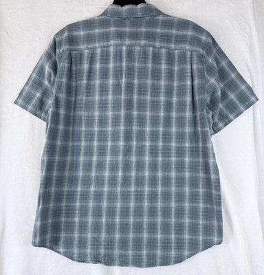 Levis Shirt Large Mens The One Pocket Blue Plaid Linen Blend Short Sleeve New