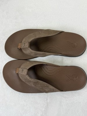 Kuru Mens Flip Flops 8 Kala 2 Brown Leather Sandals Plantar Fasciitis New