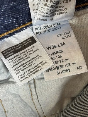 Levis 501 Jeans 36x36 Mens Blue Button Fly Levi’s