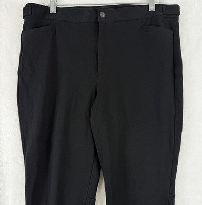 Talbots Lexington Pants 12 Black Textured Point Knit Gold Buttons Womens