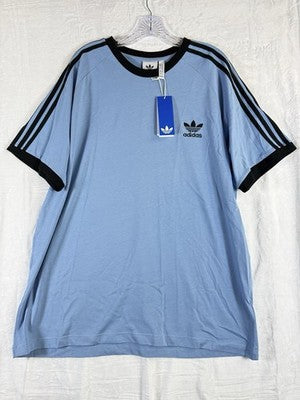 Adidas 3 Stripes T Shirt 2XL Mens Blue Tee Short Sleeve Embroidered New NWT