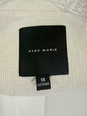 Alex Marie Blazer 18 Linen Blend Beige Womens Double Breasted Jacket
