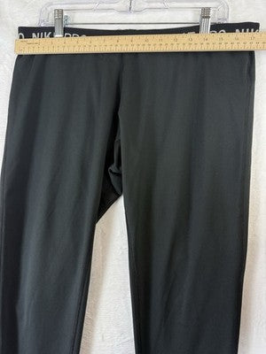 Nike Pro Fleece Lined Leggings XL Womens Black Warm Dry Fit Fold Over Waistband