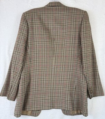 Vintage Talbots Blazer 6 Brown Plaid 90s Suit Jacket Womens Wool Dark Academia