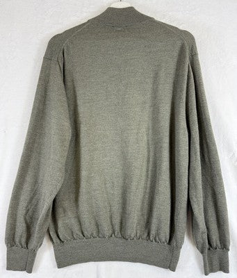 Jos A Bank Sweater XL 100% Merino Wool Gray Green 1/4 Zip Mock Neck Mens