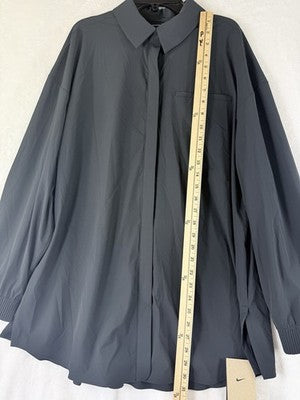 Nike 24.7 Perfect Stretch Shirt Medium Women Long Sleeve Oversized Black Top NEW