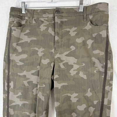Skinnygirl Jeans 32 14 Long Green Camo Broadway High Rise Skinny Girl Slimming