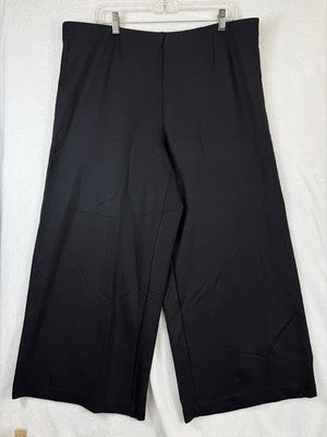 J Jill Wide Leg Ponte Crop Pants XL Black Knit Pull On Womens
