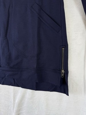 Joan Rivers Tunic Top XS Navy Blue French Terry Mock 1/2 Zip Knit Long Sleeve