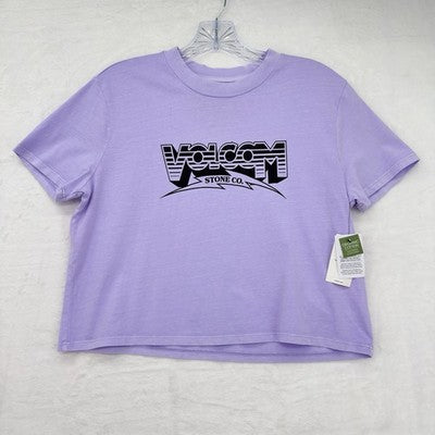 Volcom Crop Top T Shirt Small Womens Purple Logo Short Sleeve Tee New NWT