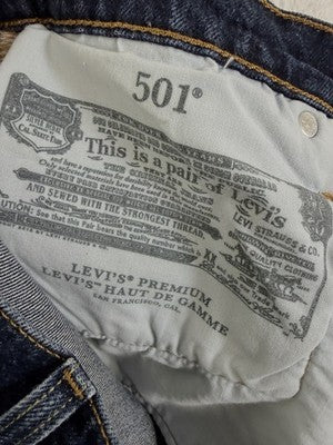 Levis 501 Jean Shorts Women 27 Button Fly Fringe 3” Blue Denim Premium Jeans