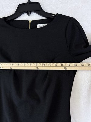 Calvin Klein Dress 2 Chiffon Bell Sleeve Sheath Black Cocktail Party Womens