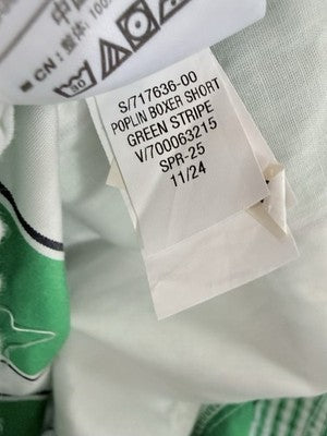 Gap Organic Cotton Boxer Shorts Large Green Striped Poplin Womens New