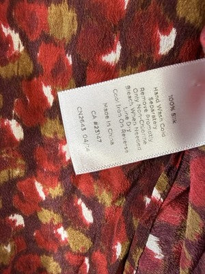 Talbots 22W Top Sleeveless Washed Silk Red Floral Womens Blouse
