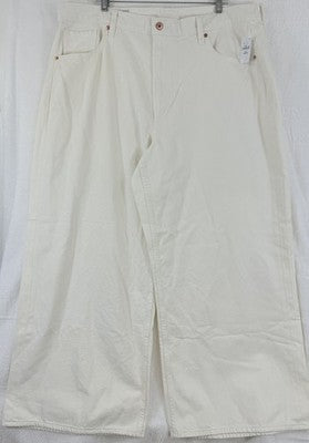 Gap Super Baggy Jeans 35 20 Women Off White Ivory Wide Leg High Rise New NWT