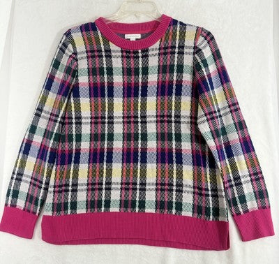 Charter Club XXL Pink Plaid Sweater Crew Neck Womens