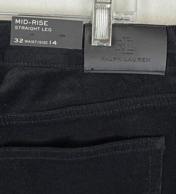 Lauren Ralph Lauren Corduroy Pants 14 Womens Black Mid Rise Straight Leg New NWT