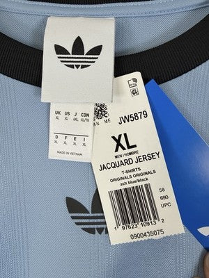 Adidas Jacquard Jersey Mens XL Ash Blue Black T Shirt Originals New NWT